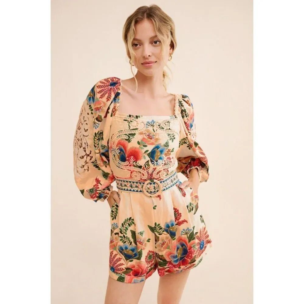 Anthropologie Farm Rio Delicate Garden Romper